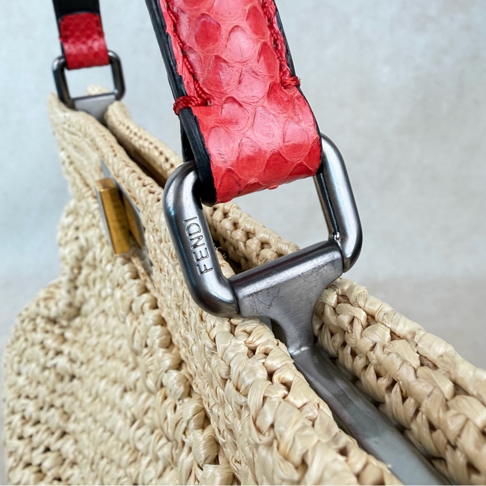 Fendi Peekaboo XL Python and Raffia Bag Rare - Picture 13 of 17